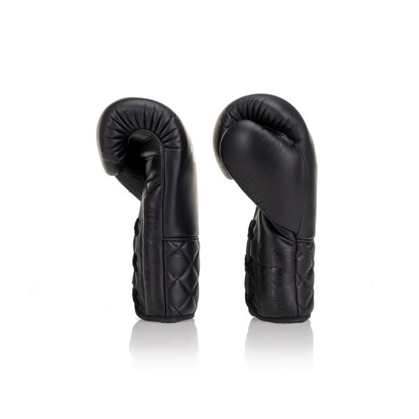 Acta Striker Lace Up Leather Boxing Gloves - Black Collection - FightstorePro