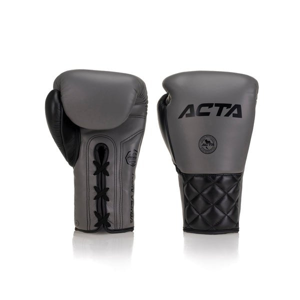 Acta Striker Lace Up Leather Boxing Gloves - Black Collection - FightstorePro