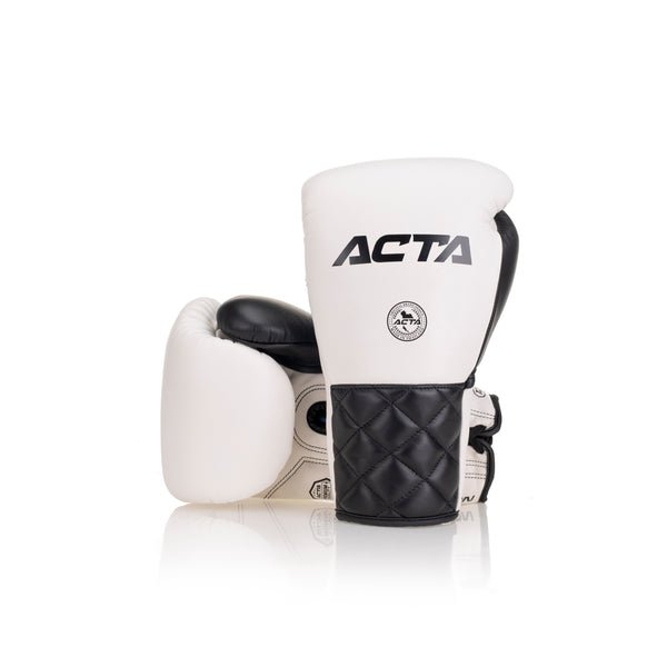 Acta Striker Lace Up Leather Boxing Gloves - Black Collection - FightstorePro