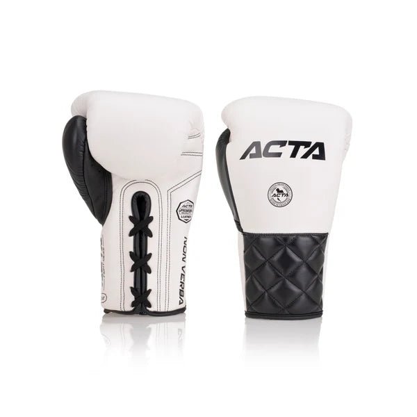 Acta Striker Lace Up Leather Boxing Gloves - Black Collection - FightstorePro