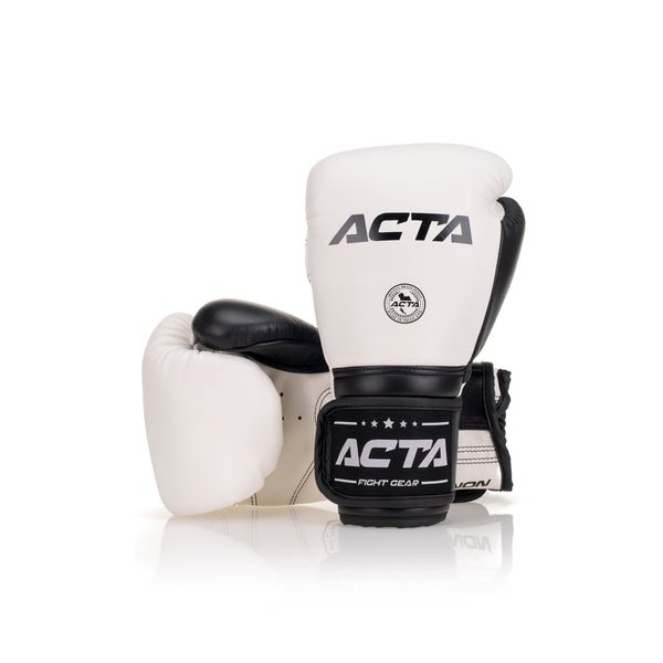 Acta Striker Velcro Leather Boxing Gloves - Black Collection - FightstorePro