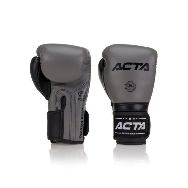 Acta Striker Velcro Leather Boxing Gloves - Black Collection - FightstorePro