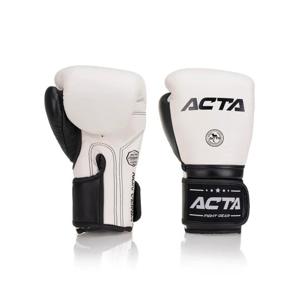 Acta Striker Velcro Leather Boxing Gloves - Black Collection - FightstorePro