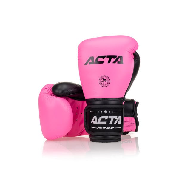 Acta Striker Velcro Leather Boxing Gloves - Pink - FightstorePro