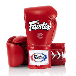 Fairtex Competition Lace Up Boxing Gloves BGL6 - Red - FightstorePro