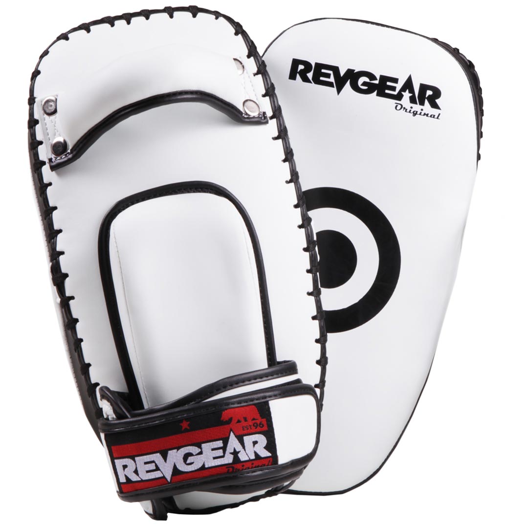 Original Thai Kick Pads - Single Strap White - Revgear Europe