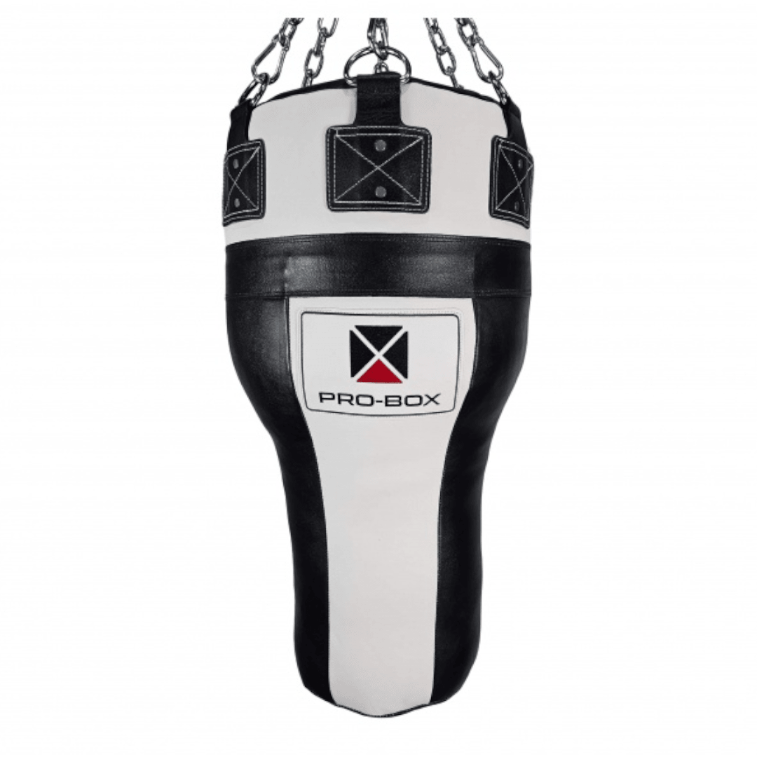 Pro Box Black/White Leather Uppercut Angle Bag (35kg) - FightstorePro