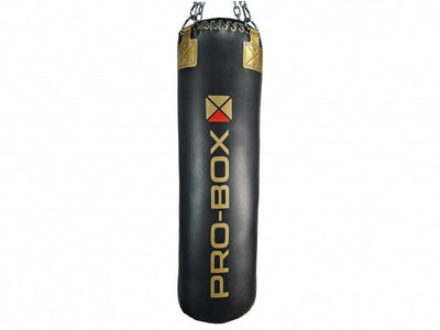 Pro Box 'Champ' 4ft Straight Bag, Black - Gold - FightstorePro