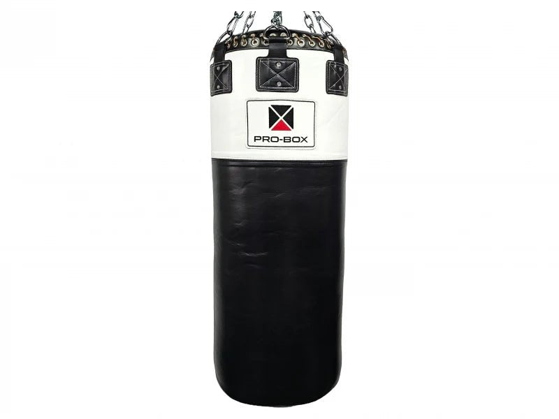 Pro Box Jumbo Leather Punch Bag Black/White 4.5ft (60kg) - FightstorePro