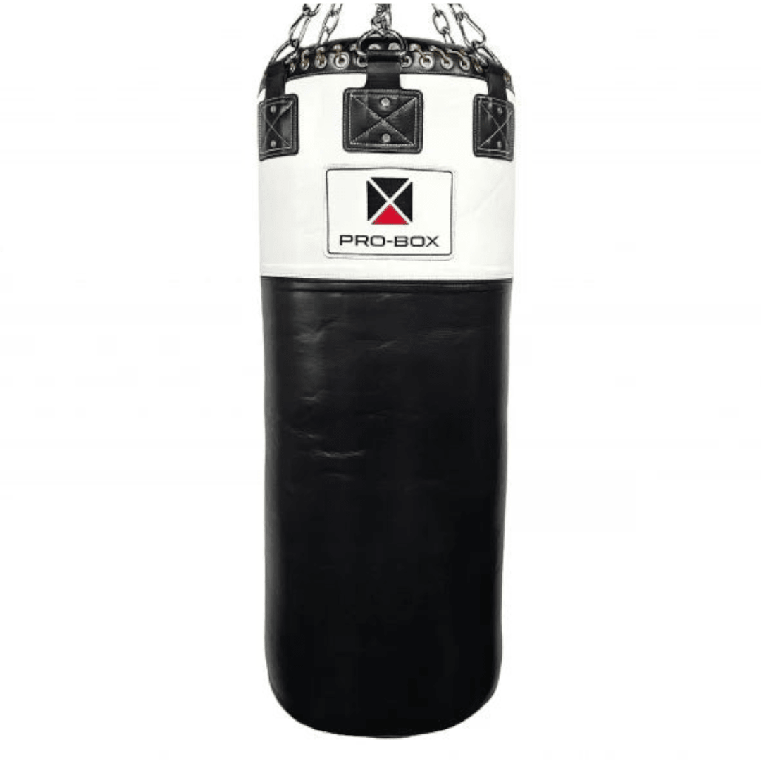 Pro Box Jumbo Leather Punch Bag Black/White 4.5ft (60kg) - FightstorePro