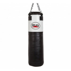 Pro Box Leather Punch Bag Black/White 4ft (40kg) - FightstorePro