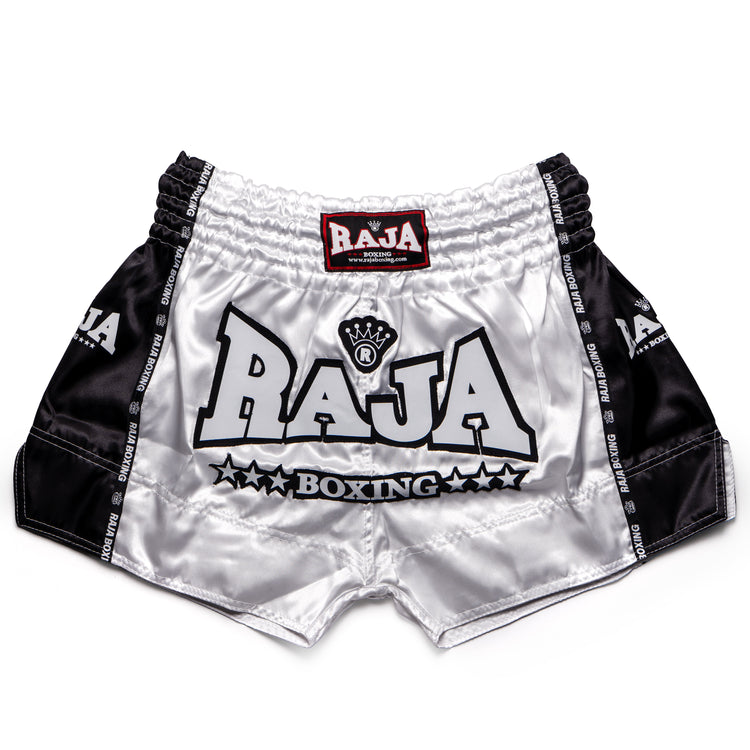 Raja Muay Thai Shorts - Black/White - FightstorePro