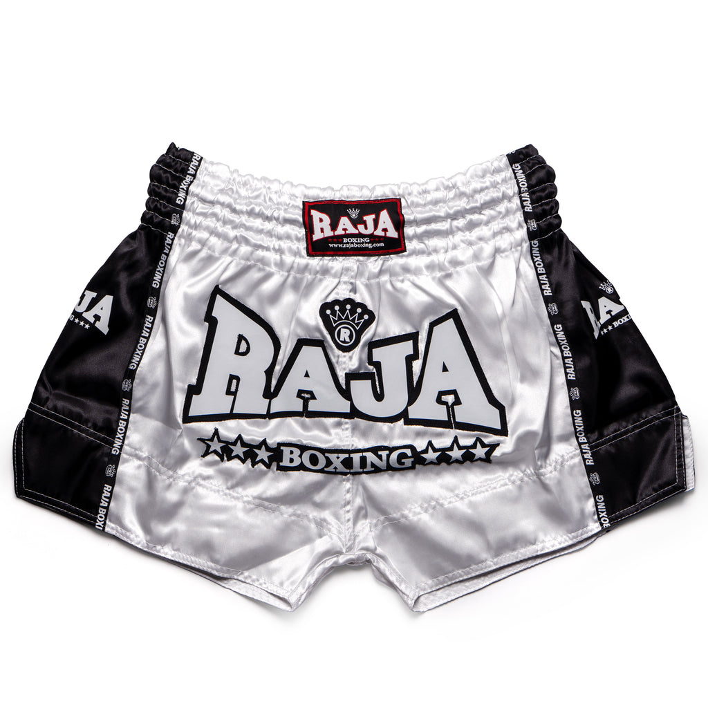 Raja Muay Thai Shorts - Black/White - FightstorePro