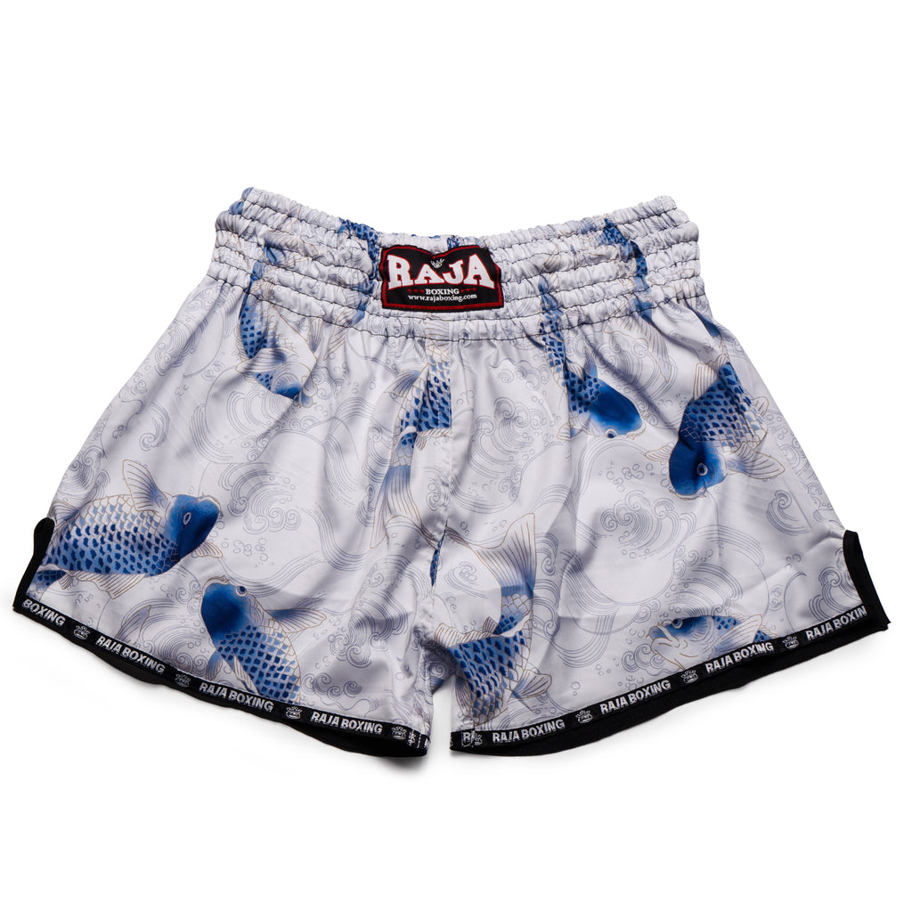 Raja Muay Thai Shorts - Koi Carp Blue - FightstorePro