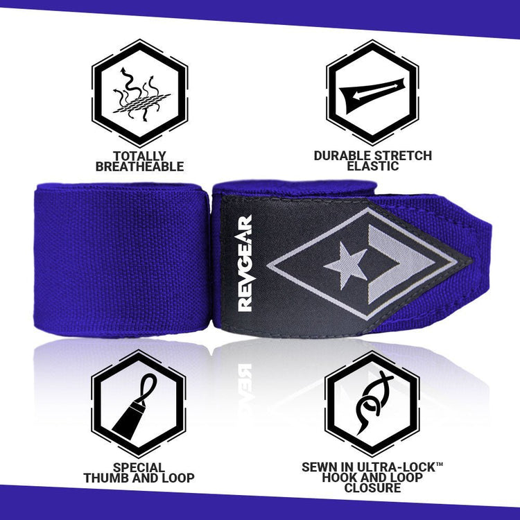 REVGEAR - Boxing Hand Wraps - 4.5 metre - Suitable for all Striking Combat Sports - Colours Collection - FightstorePro