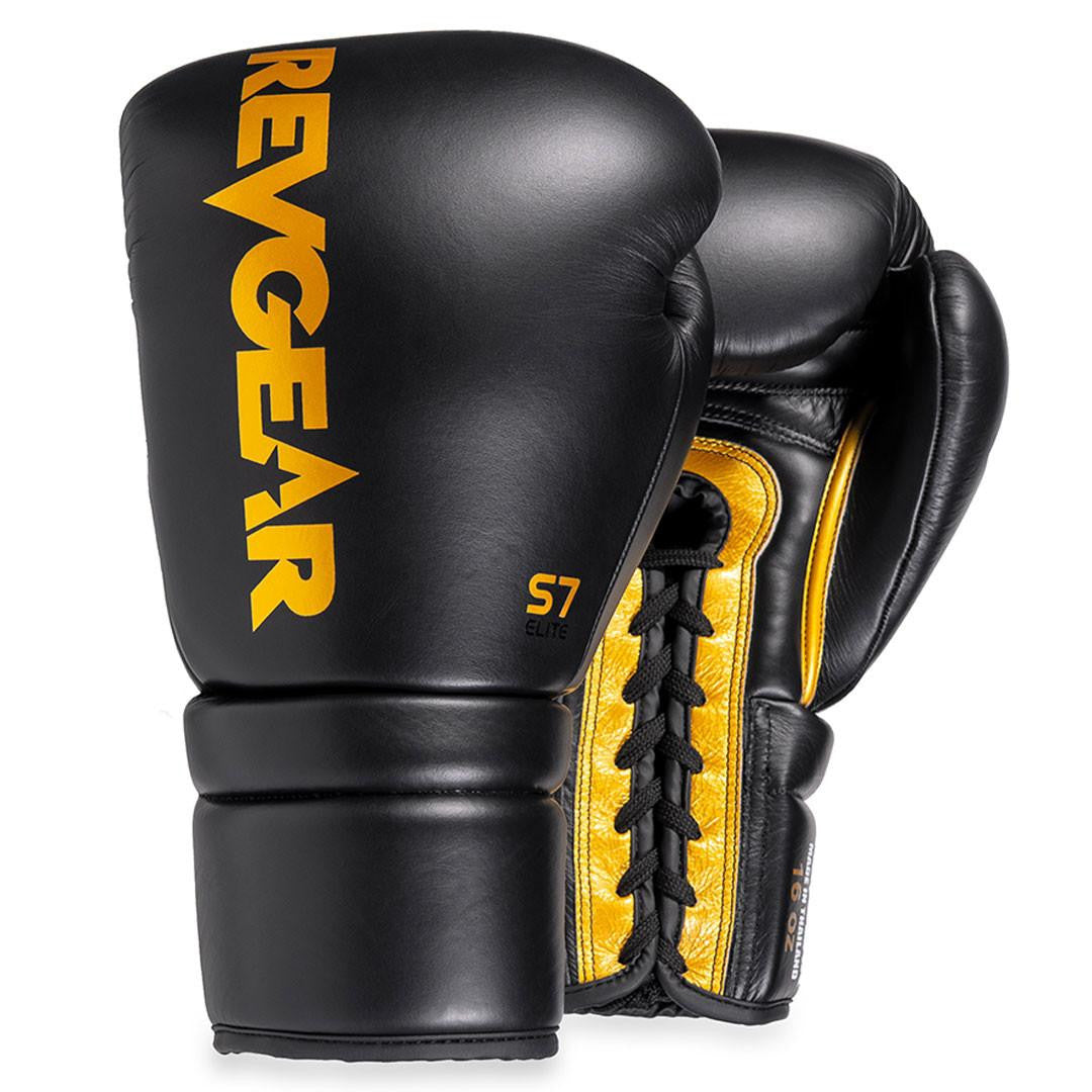 REVGEAR S7 - Leather Lace Up Sparring Gloves - Black Collection