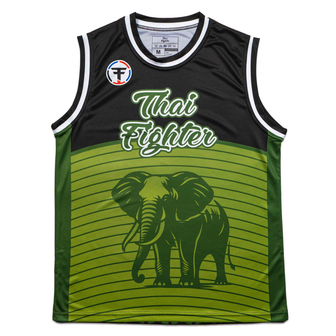 Thai Fighter Athletic Vest - Green Elephant - FightstorePro