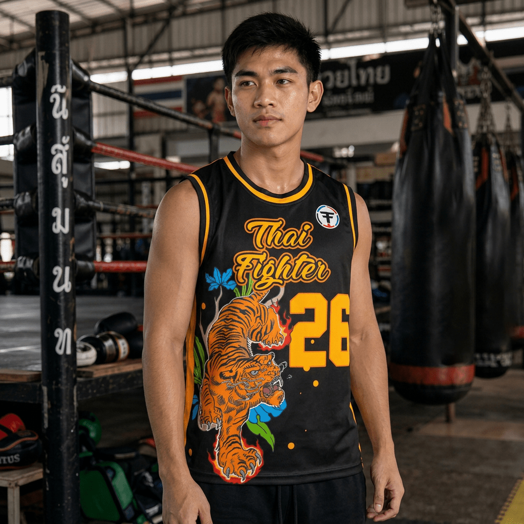 Thai Fighter Athletic Vest - Orange Tiger - FightstorePro