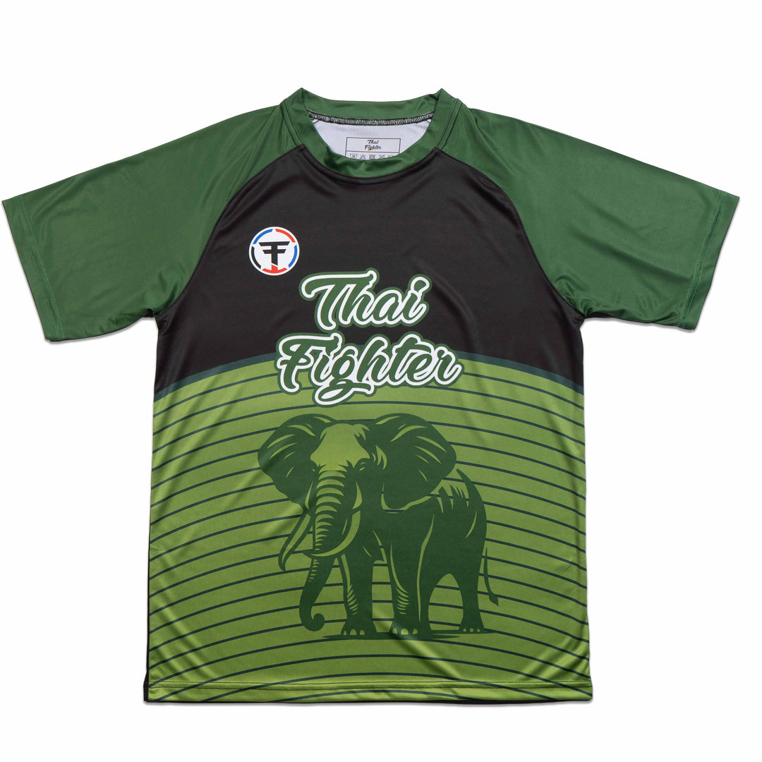 Thai Fighter Green Elephant Athletic Tee - FightstorePro