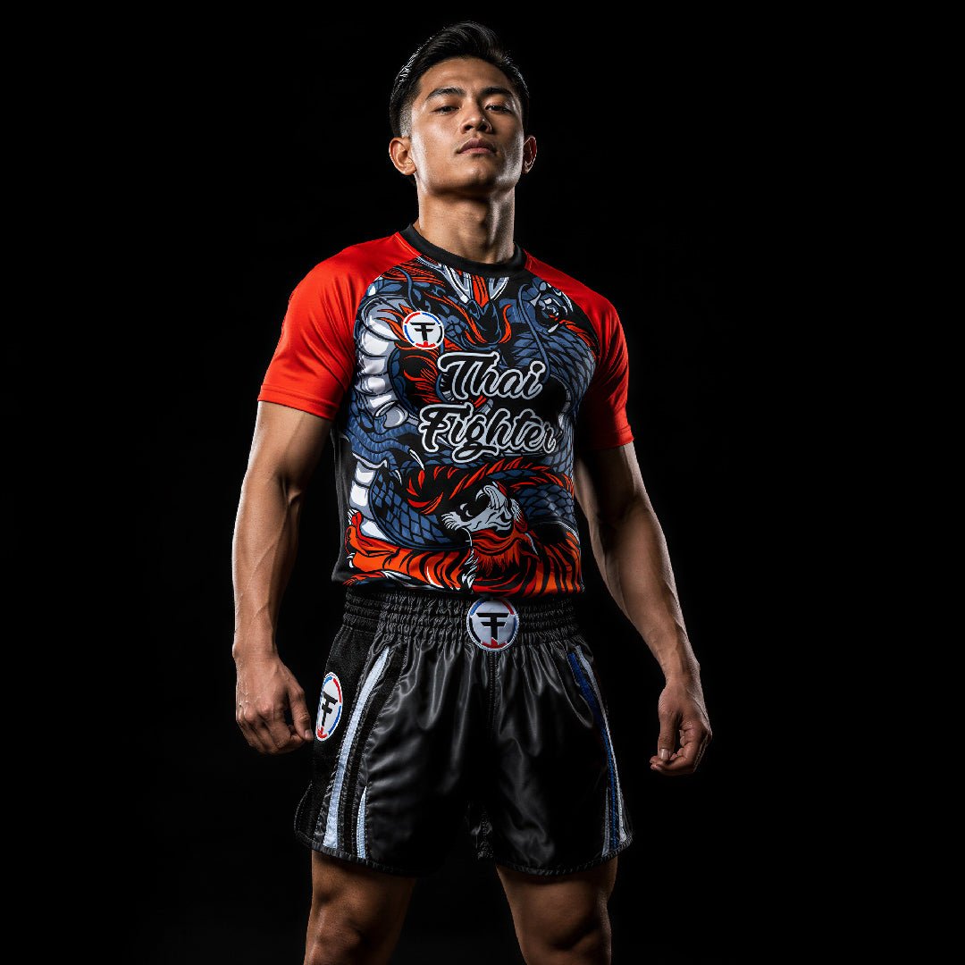 Thai Fighter Tiger V Dragon Athletic Tee - FightstorePro