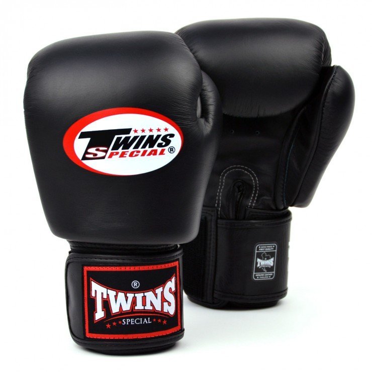 TWINS BGVL3 VELCRO BOXING GLOVES - BLACK - FightstorePro