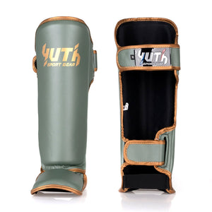 Yuth Shinguards - Gold Line Olive - Gold - FightstorePro