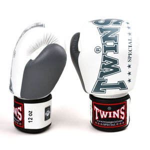 BGVL3-2TA Twins White-Grey 2-Tone Boxing Gloves - FightstorePro