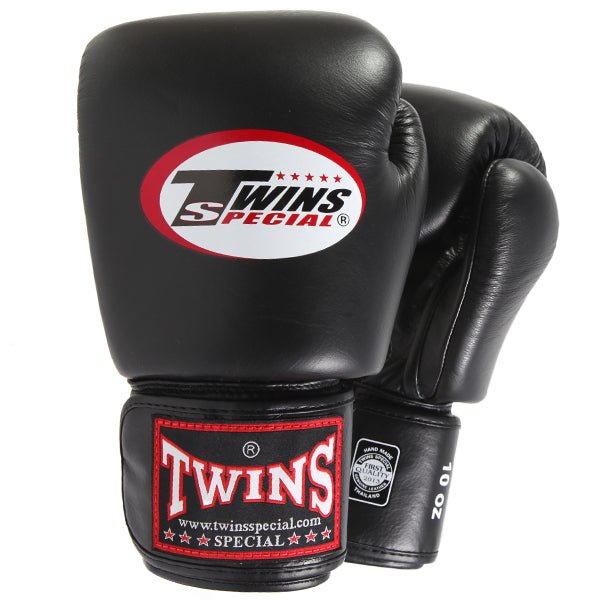 BGVL3 Twins Black Velcro Boxing Gloves - FightstorePro