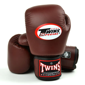 BGVL3 Twins Dark Brown Velcro Boxing Gloves - FightstorePro