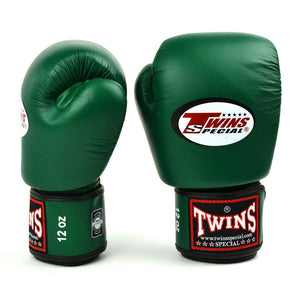 BGVL3 Twins Dark Green Velcro Boxing Gloves - FightstorePro