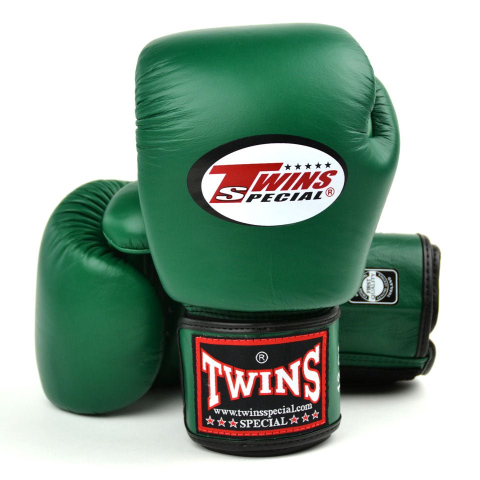 BGVL3 Twins Dark Green Velcro Boxing Gloves - FightstorePro