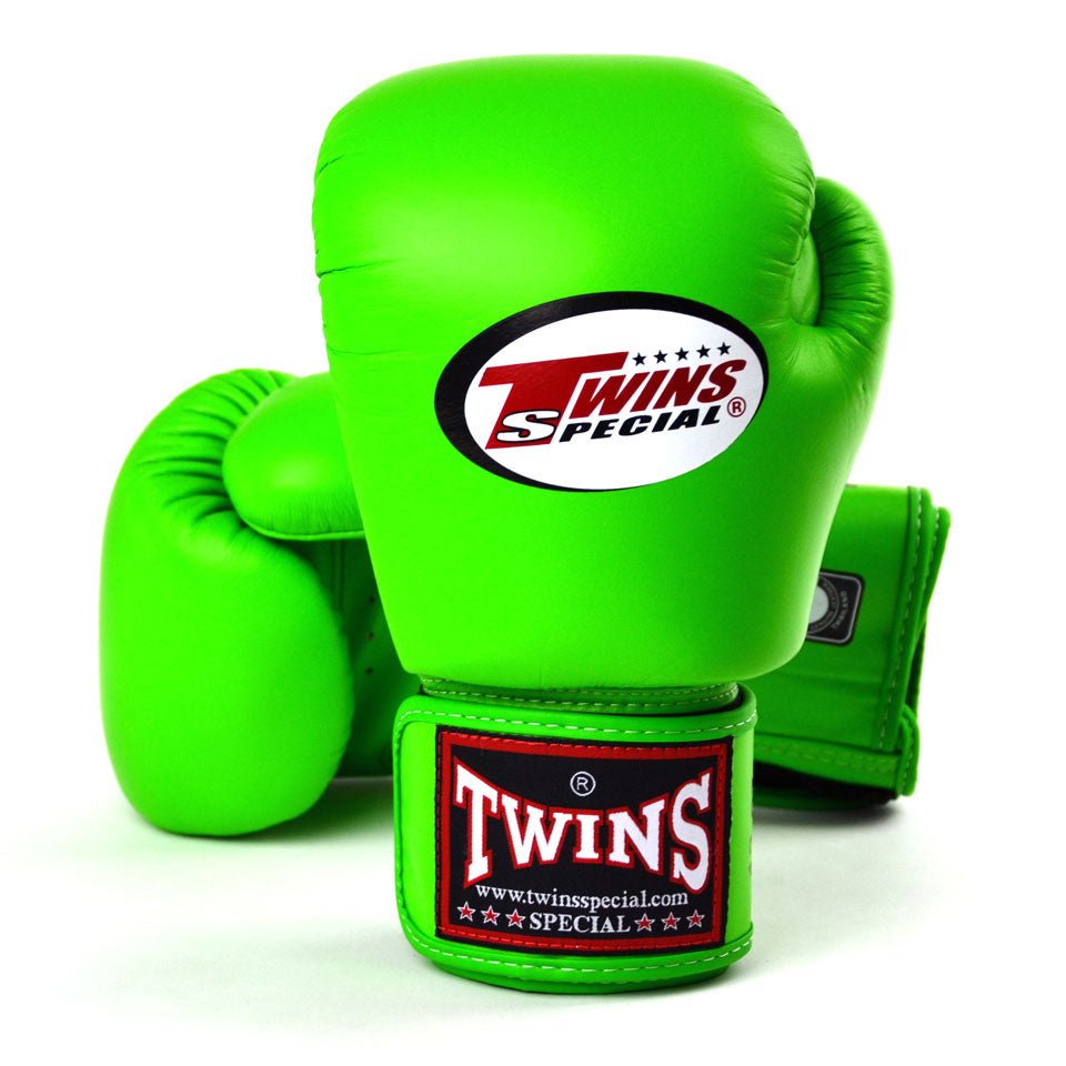 BGVL3 Twins Lime Green Velcro Boxing Gloves - FightstorePro