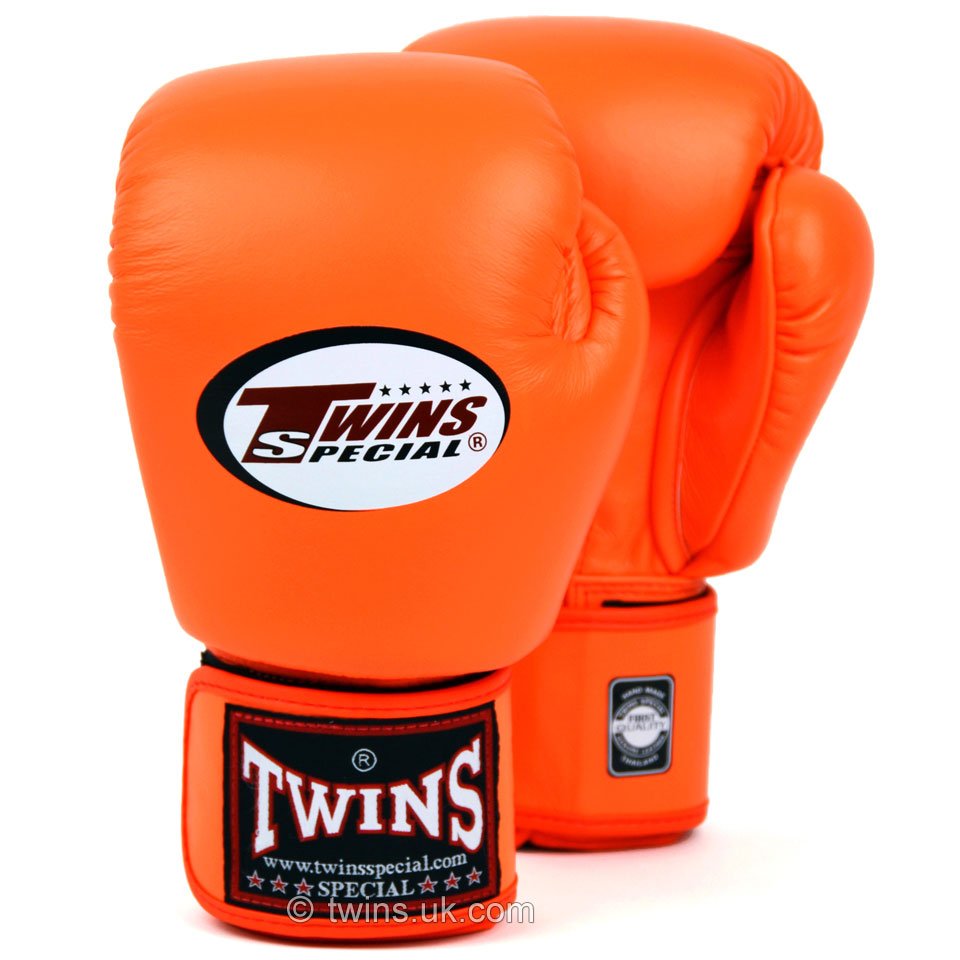 BGVL3 Twins Orange Velcro Boxing Gloves - FightstorePro