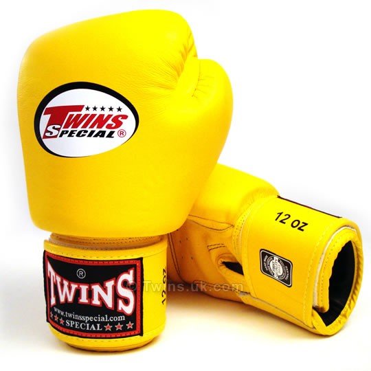 BGVL3 Twins Yellow Velcro Boxing Gloves - FightstorePro