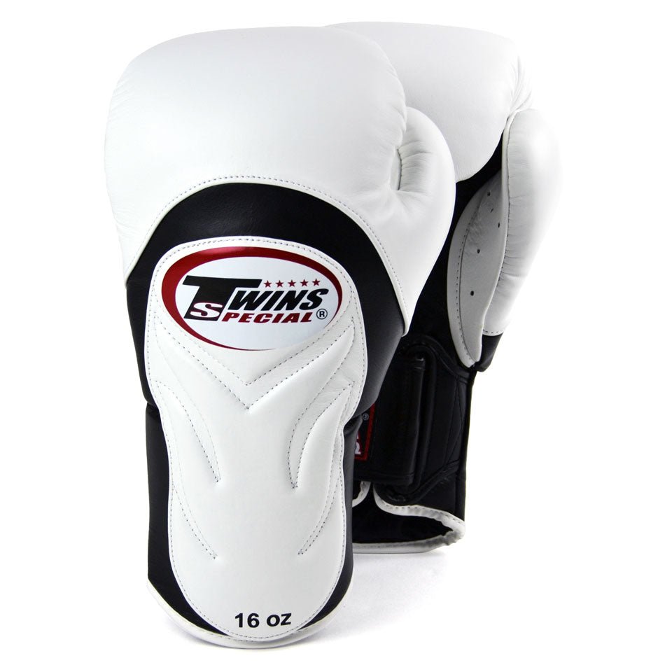 BGVL6 Twins White-Black Deluxe Sparring Gloves - FightstorePro