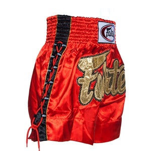 Fairtex BS0602 Red Laced Sides Muay Thai Shorts - FightstorePro