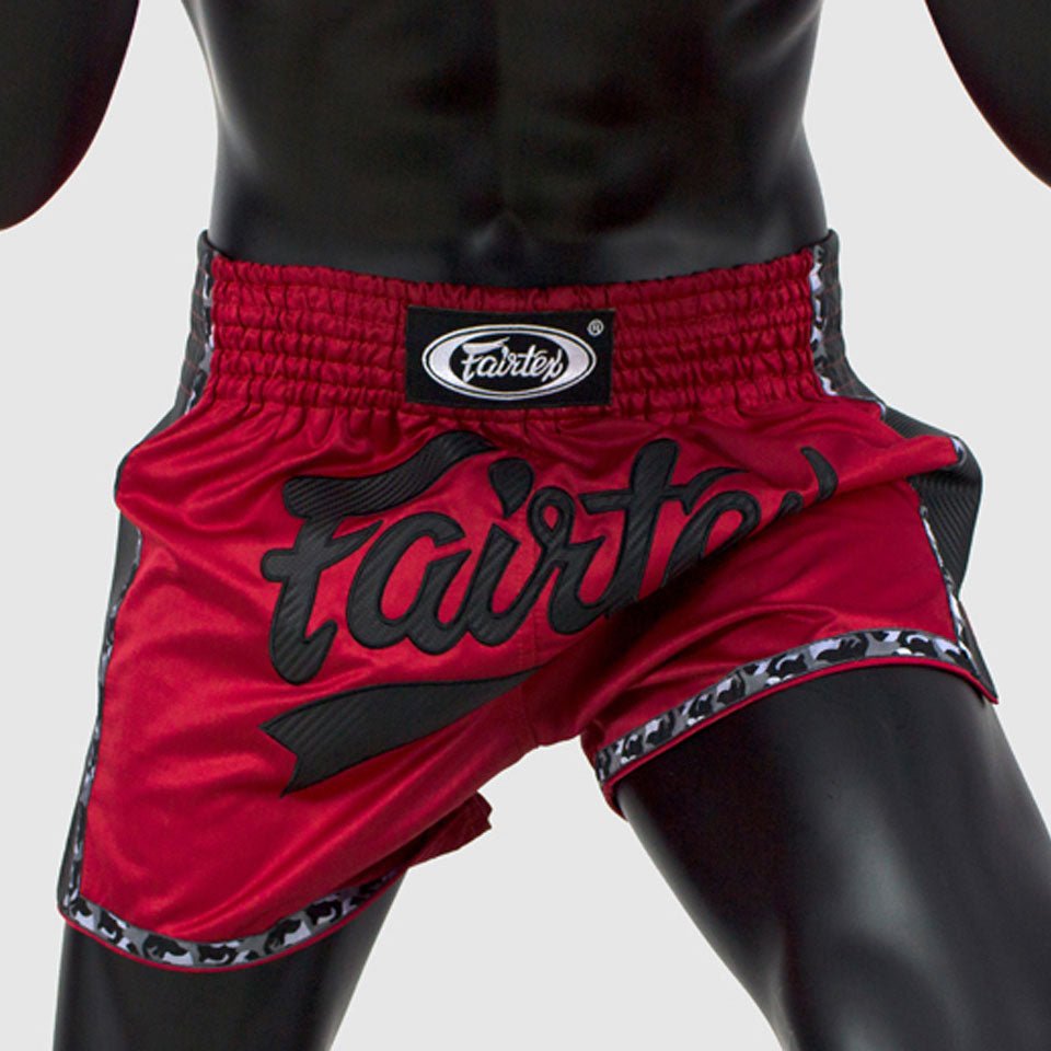 Fairtex BS1703 Slim Cut Muay Thai Shorts - Red/Black - FightstorePro