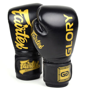 Fairtex X Glory Velcro Boxing Gloves - Black - FightstorePro