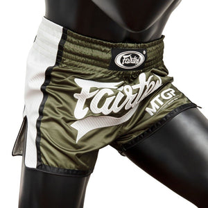 Fairtex X MTGP Olive-White Muay Thai Shorts - FightstorePro