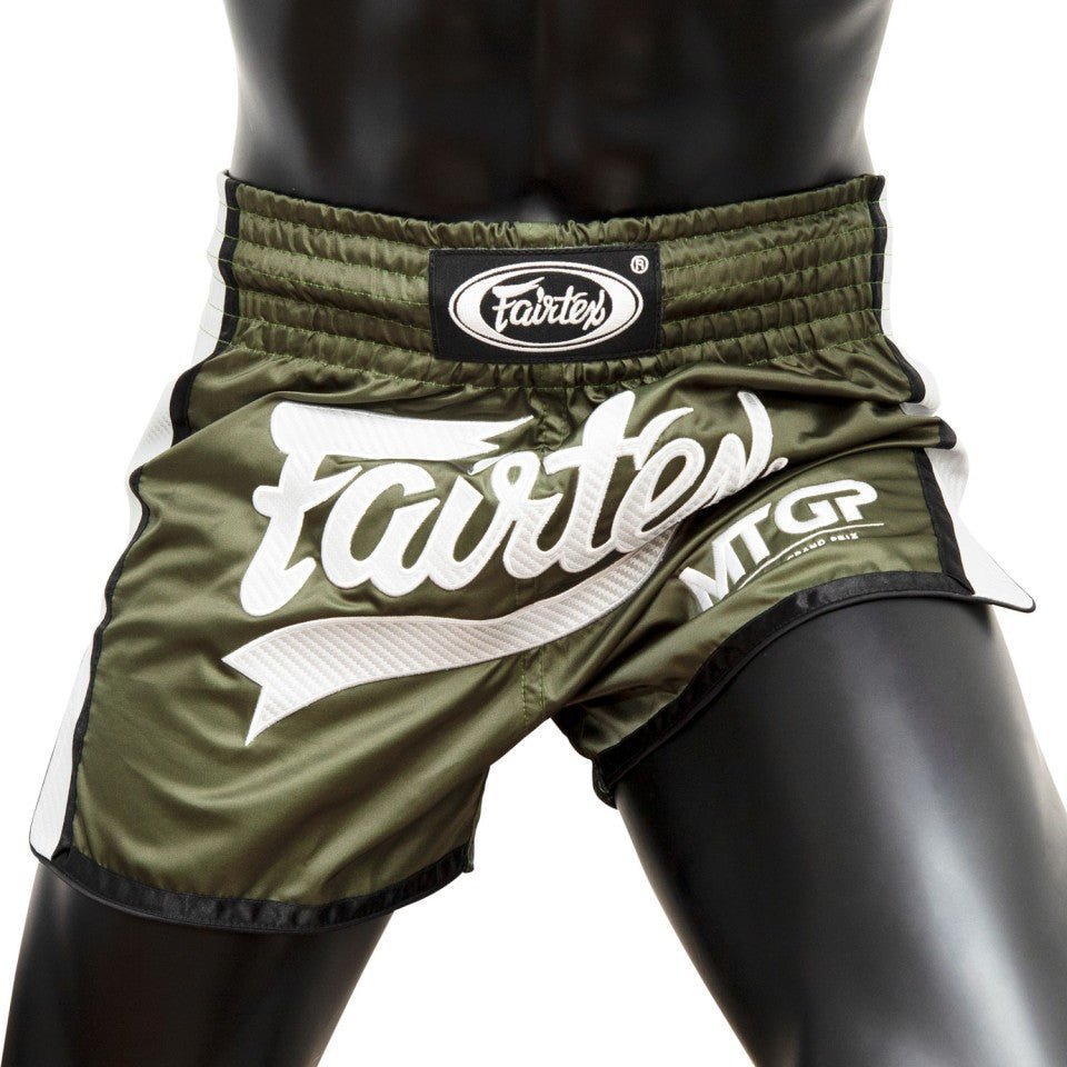 Fairtex X MTGP Olive-White Muay Thai Shorts - FightstorePro