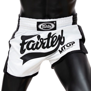 Fairtex X MTGP White-Black Muay Thai Shorts - FightstorePro