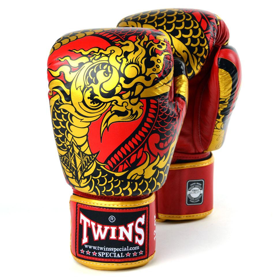 FBGVL3-52 Twins Red-Gold Nagas Boxing Gloves - FightstorePro