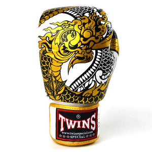 FBGVL3-52 Twins White-Gold Nagas Boxing Gloves - FightstorePro