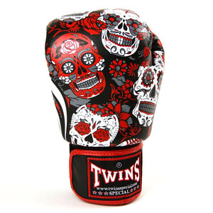 FBGVL3-53 Twins Red Skull Boxing Gloves - FightstorePro