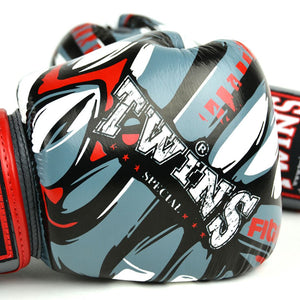 FBGVL3-55 Twins Grey-Red Demon Boxing Gloves - FightstorePro