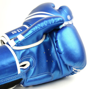 FBGVS3-TW6 Twins Metallic Blue Synthetic Boxing Gloves - FightstorePro