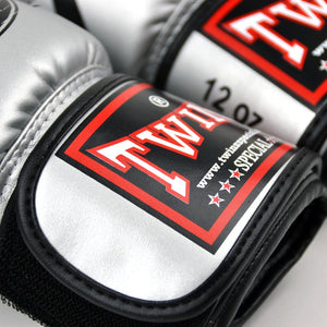 FBGVS3-TW6 Twins Silver Synthetic Boxing Gloves - FightstorePro