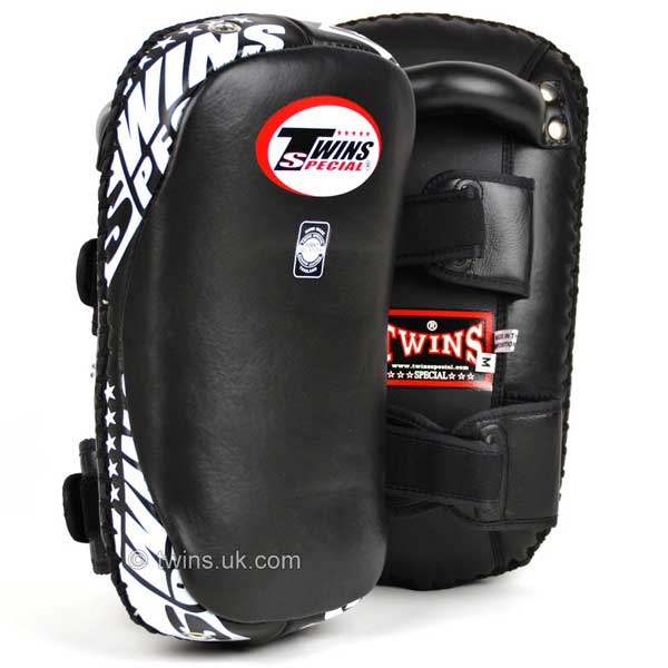 KPL10 Twins Black Leather Thai Kick Pads - FightstorePro