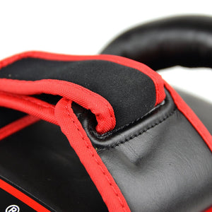 KPL10 Twins Red-Black Leather Thai Kick Pads - FightstorePro