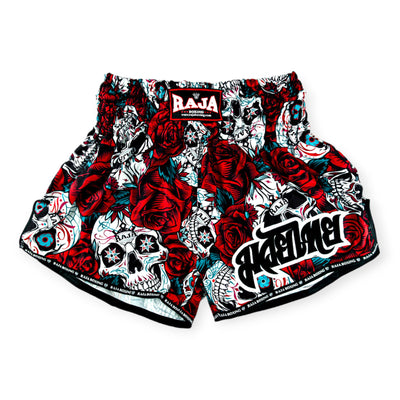 Raja Classic Muay Thai Shorts - Rose Skull - FightstorePro